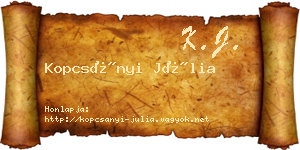 Kopcsányi Júlia névjegykártya
